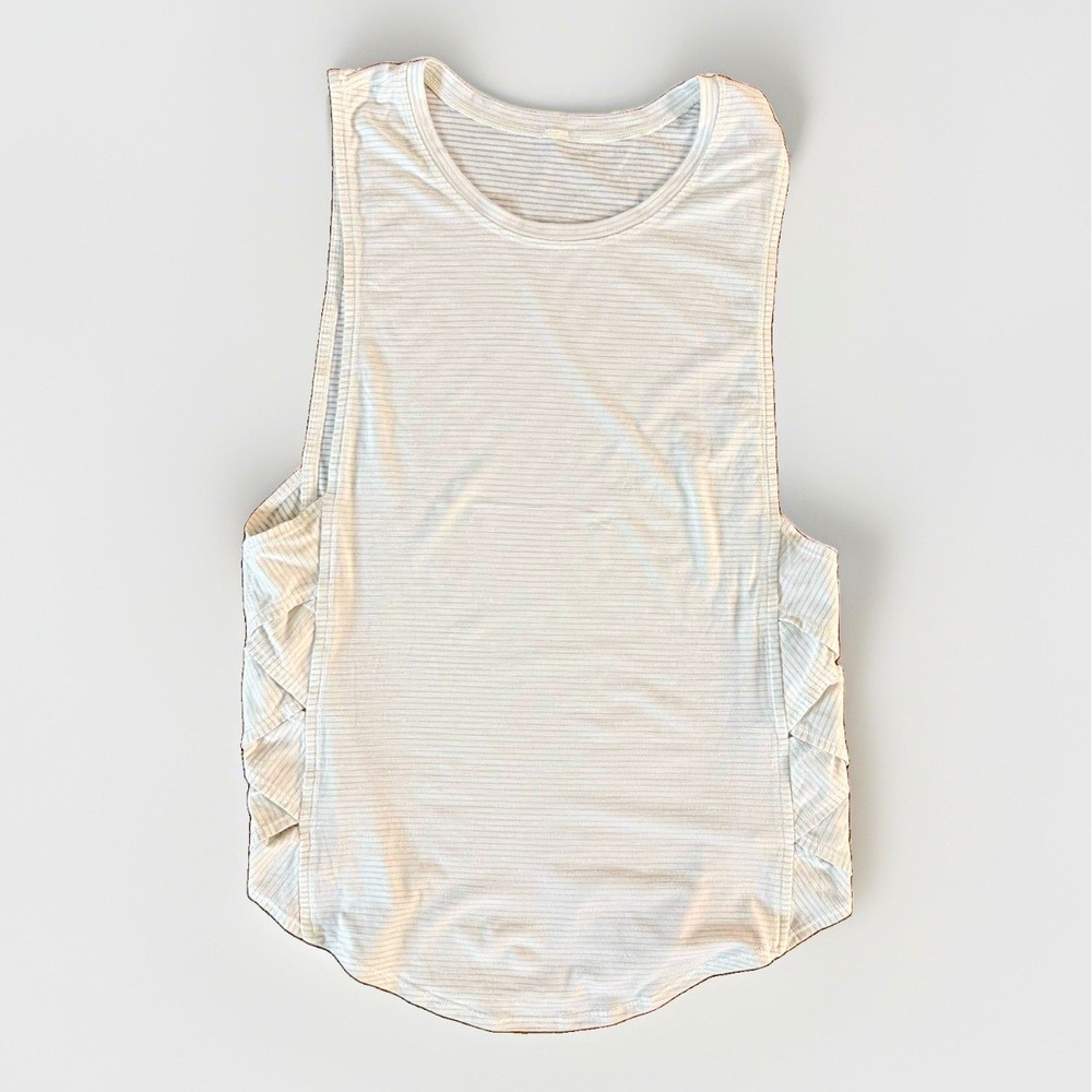 Women's lululemon White/Gray Striped Racerback Scoop Neck Tank Stretch Size S